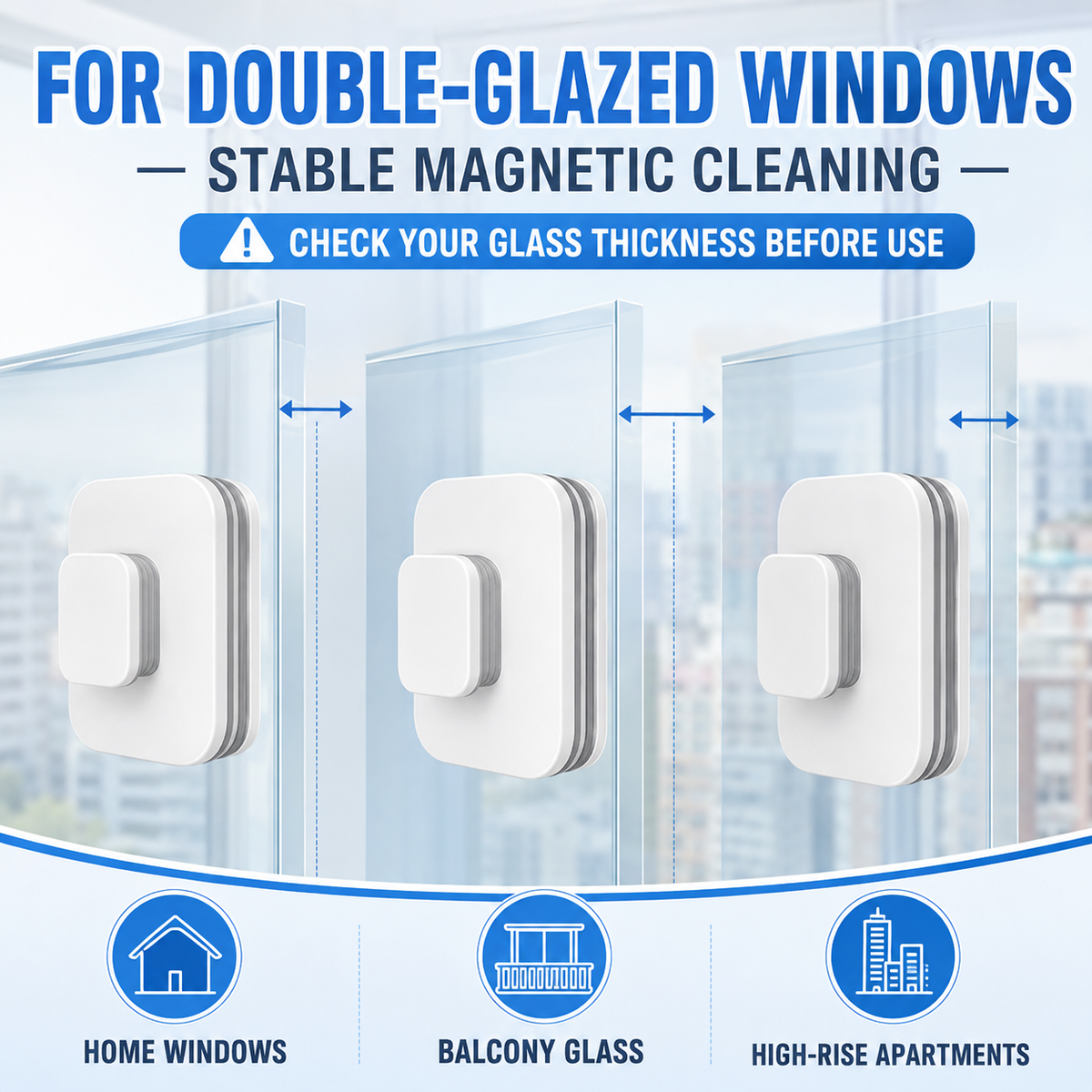 🥳2026 HOT SALE🥳💞50K+ SOLD! ⚡ 50% OFF! 6‑in‑1 Magnetic Glass Cleaner – 30% wider cleaning area, perfect for high‑rise windows. Dual pads + squeegee – flawless results from the first pass! 🧊🌀