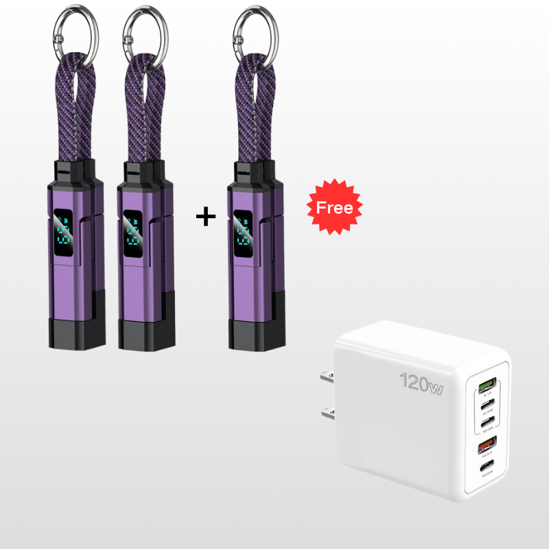 🥳2026 HOT SALE🥳💞50K+ SOLD!📊🔌 50% OFF! 4‑in‑1 Keychain Charger – Built‑in digital wattmeter, zinc alloy core. Supports 65W+27W. Never guess charging speed again. A pocket‑sized power station! 💎🔄