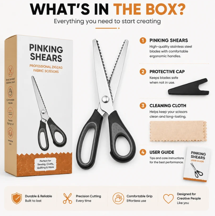 🥳2026 HOT SALE🥳💞50K+ SOLD! ✂️🧵 50% OFF! Serrated Sewing Scissors – zigzag blades stop fabric fraying. Ultra-sharp stainless steel cuts clean to the tip – perfect for quilting, sewing & crafts! 🪡✨