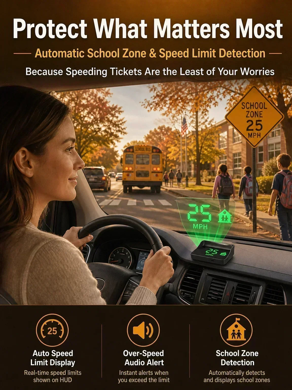 🥳2026 HOT SALE🥳💞50K+ SOLD!🚗⚡ 50% OFF! HUD Car GPS Speedometer – Traffic light countdown & red light camera alerts. Speed & direction on windscreen – no more looking down! 🛡️✨