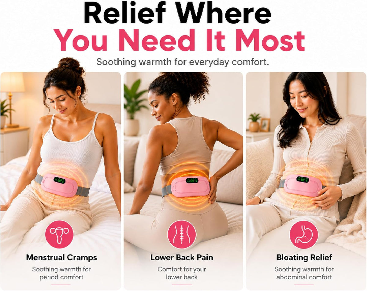 🥳2026 HOT SALE🥳💞50K+ SOLD! 🏆 LIMITED-TIME 50% OFF! 🔥💖 Menstrual Heating & Massage Belt – 3 heat levels + vibration ease period cramps. Cordless, wearable & quiet – relief anywhere! 🎁✨
