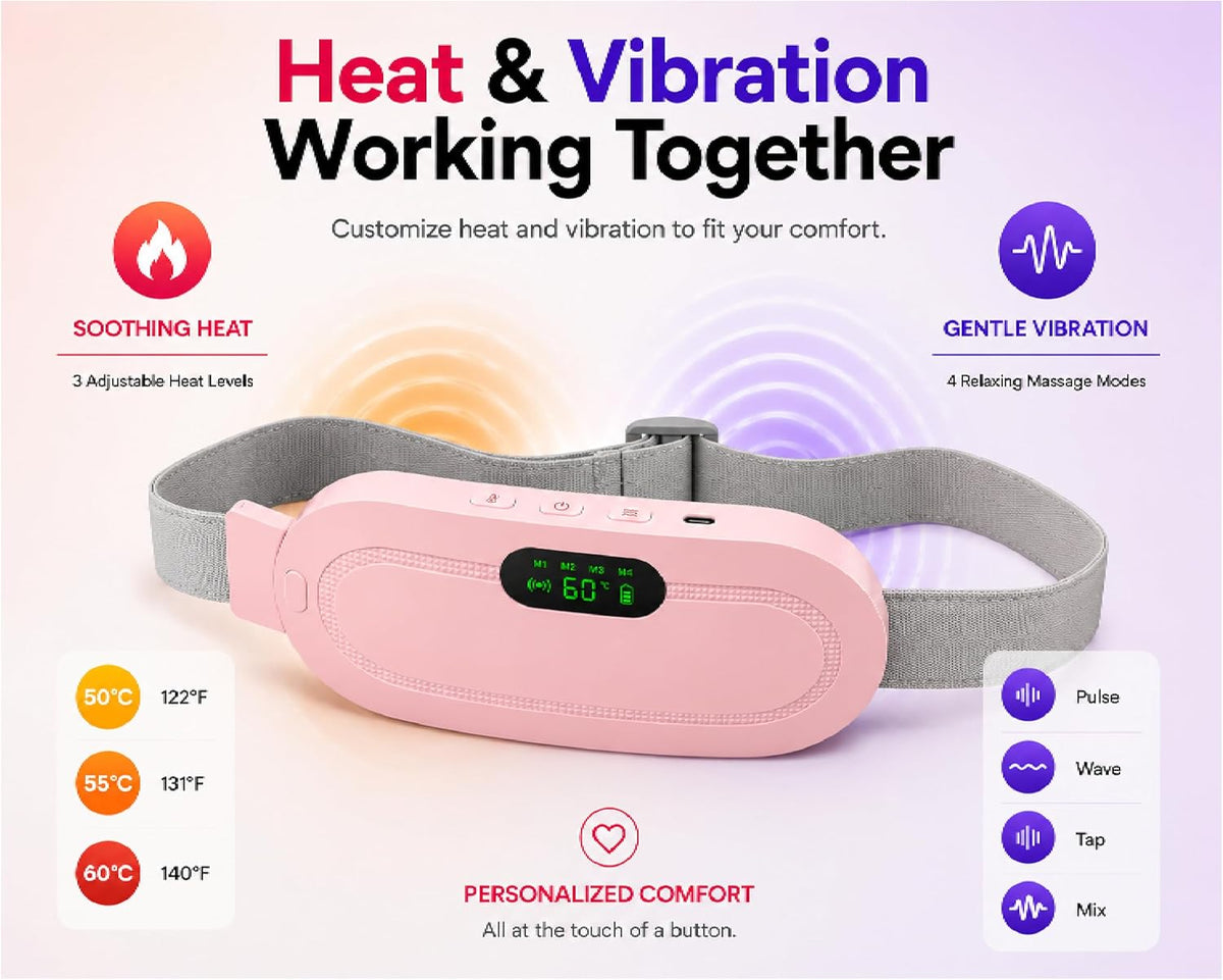 🥳2026 HOT SALE🥳💞50K+ SOLD! 🏆 LIMITED-TIME 50% OFF! 🔥💖 Menstrual Heating & Massage Belt – 3 heat levels + vibration ease period cramps. Cordless, wearable & quiet – relief anywhere! 🎁✨