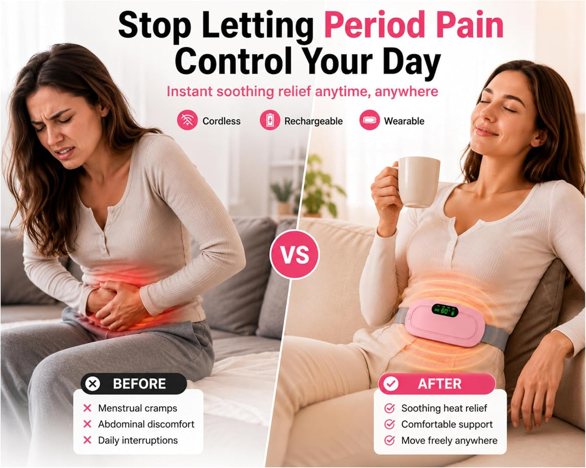 🥳2026 HOT SALE🥳💞50K+ SOLD! 🏆 LIMITED-TIME 50% OFF! 🔥💖 Menstrual Heating & Massage Belt – 3 heat levels + vibration ease period cramps. Cordless, wearable & quiet – relief anywhere! 🎁✨