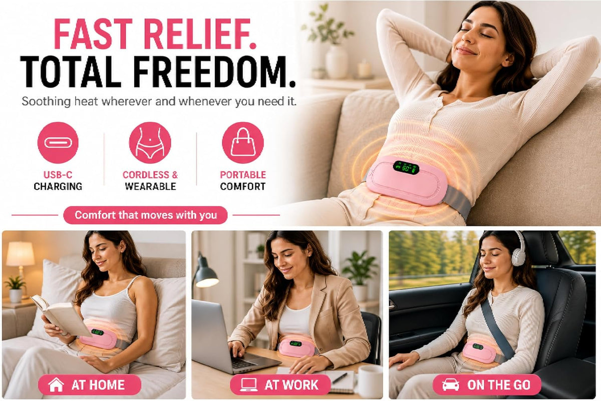 🥳2026 HOT SALE🥳💞50K+ SOLD! 🏆 LIMITED-TIME 50% OFF! 🔥💖 Menstrual Heating & Massage Belt – 3 heat levels + vibration ease period cramps. Cordless, wearable & quiet – relief anywhere! 🎁✨