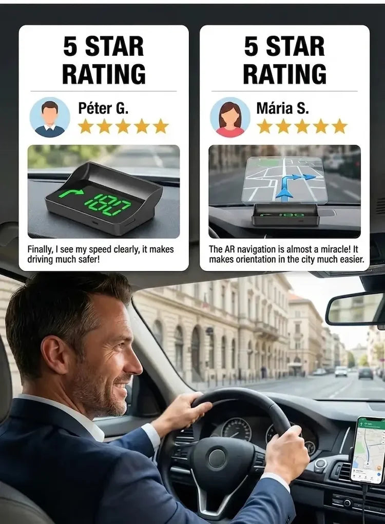 🥳2026 HOT SALE🥳💞50K+ SOLD!🚗⚡ 50% OFF! HUD Car GPS Speedometer – Traffic light countdown & red light camera alerts. Speed & direction on windscreen – no more looking down! 🛡️✨