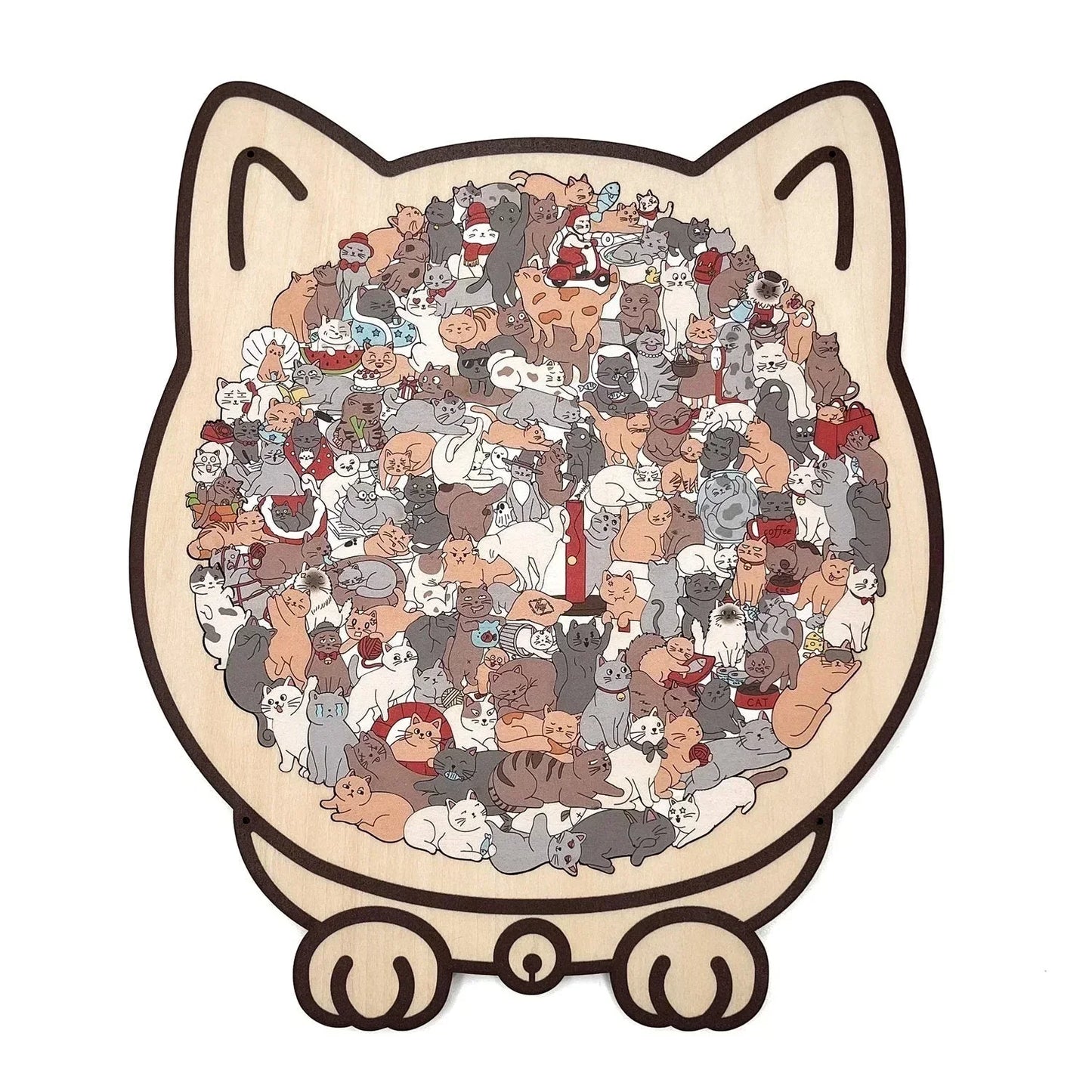 🥳2026 HOT SALE🥳💞50K+ SOLD!🐱🧩 50% OFF! 135‑Piece Cat Shaped Wooden Jigsaw – Morandi colours, artistic frame. Premium wood, calming & collectible. A gift for cat lovers! 🎨✨
