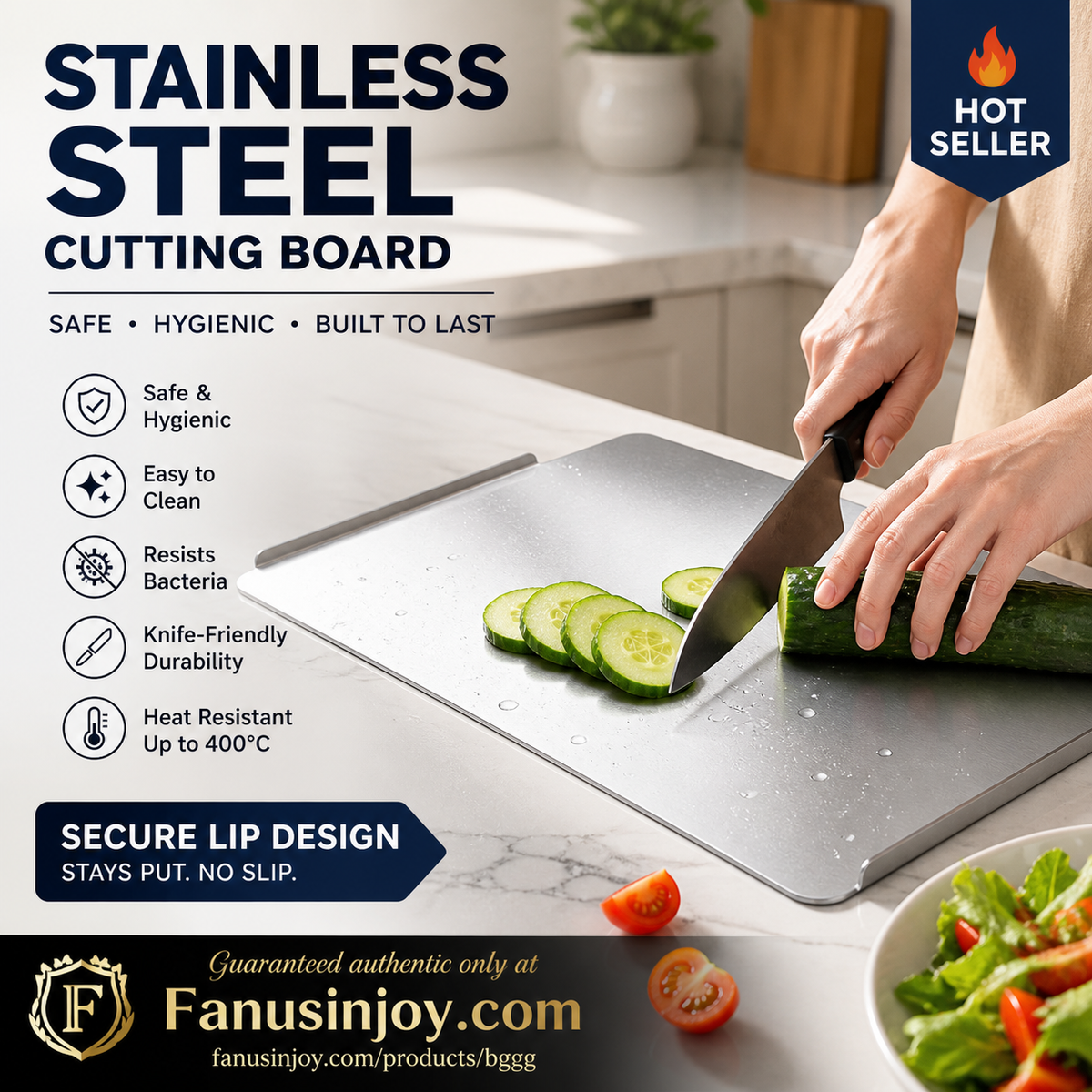 🥳2026 HOT SALE🥳💞50K+ SOLD! 🔪🧼 LIMITED-TIME 50% OFF! 304 Stainless Steel Cutting Board – double-sided, hygienic, moisture-resistant & easy to clean. Say goodbye to stains & odors! 🛡️✨