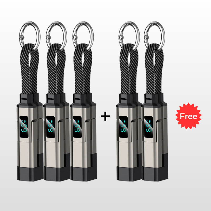 🥳2026 HOT SALE🥳💞50K+ SOLD!📊🔌 50% OFF! 4‑in‑1 Keychain Charger – Built‑in digital wattmeter, zinc alloy core. Supports 65W+27W. Never guess charging speed again. A pocket‑sized power station! 💎🔄