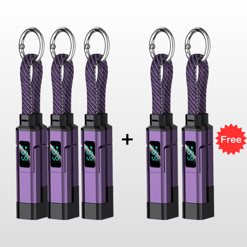 🥳2026 HOT SALE🥳💞50K+ SOLD!📊🔌 50% OFF! 4‑in‑1 Keychain Charger – Built‑in digital wattmeter, zinc alloy core. Supports 65W+27W. Never guess charging speed again. A pocket‑sized power station! 💎🔄