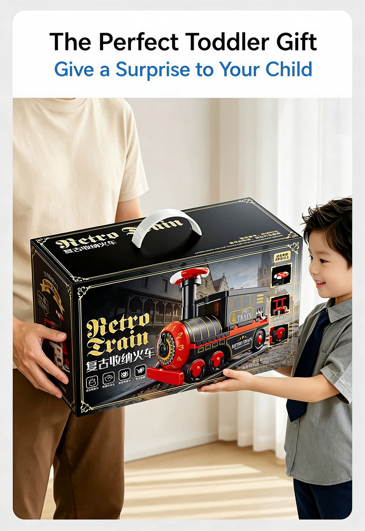 🥳2026 HOT SALE🥳💞50K+ SOLD! 🚂🎁 50% OFF! Large Rideable Toy Train – 4 play modes: push, pull, sit & play. Includes 6/12 die-cast cars & storage wagons. Safe, sturdy, ages 4-6. Perfect Christmas gift! 🛡️✨