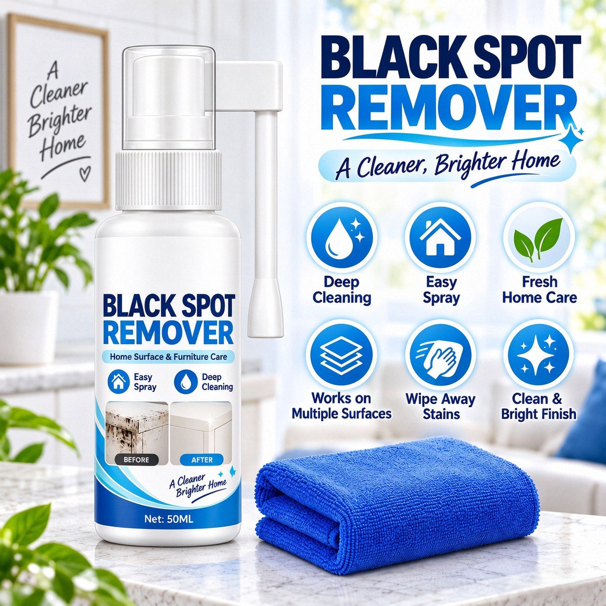 🥳2026 HOT SALE🥳💞50K+ SOLD! 🧴✨ 50% OFF! Household Mould Remover Spray – breaks down black mould & grime on tiles, walls, frames & furniture. Extended nozzle, no scrubbing, visible results! 🛡️✅