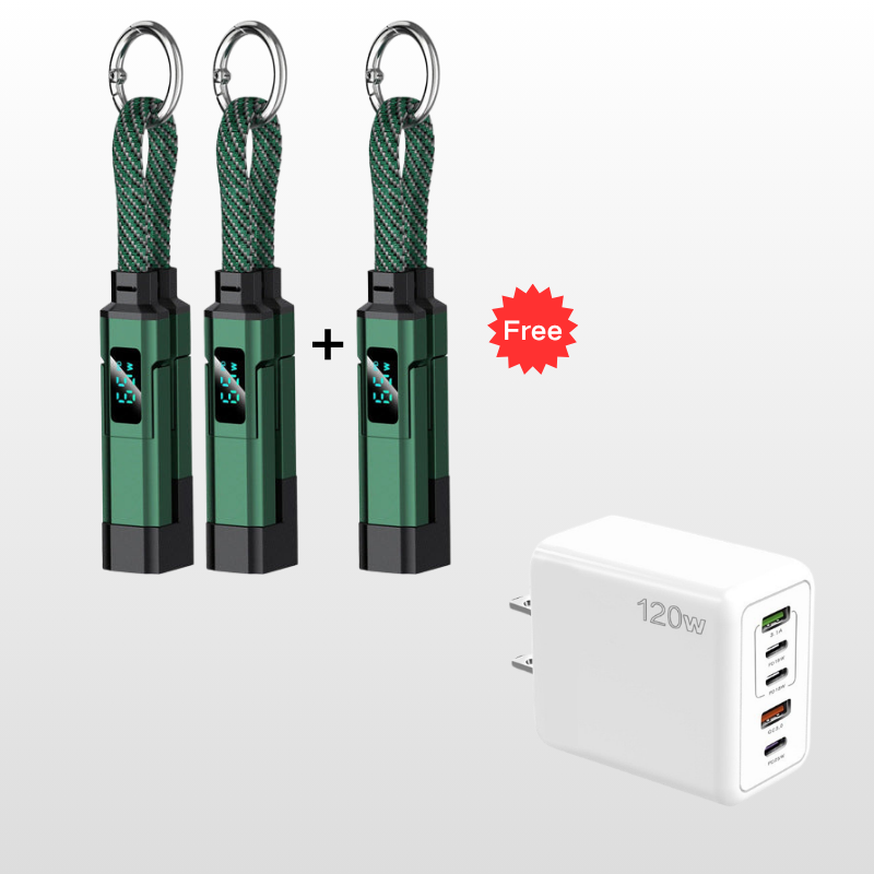 🥳2026 HOT SALE🥳💞50K+ SOLD!📊🔌 50% OFF! 4‑in‑1 Keychain Charger – Built‑in digital wattmeter, zinc alloy core. Supports 65W+27W. Never guess charging speed again. A pocket‑sized power station! 💎🔄