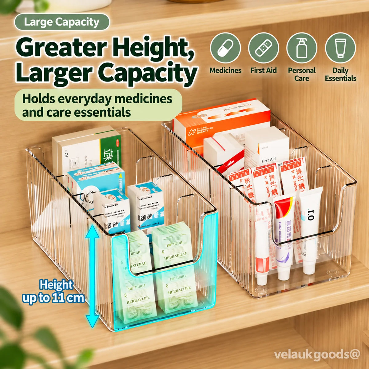 🥳2026 HOT SALE🥳💞50K+ SOLD! 💊🗄️ 50% OFF! Transparent Extendable Storage Organiser – adjustable 24.5–43cm, clear PET walls let you see every item at a glance. Perfect for medicines, supplements & toiletries – no more rummaging! 🏠✨
