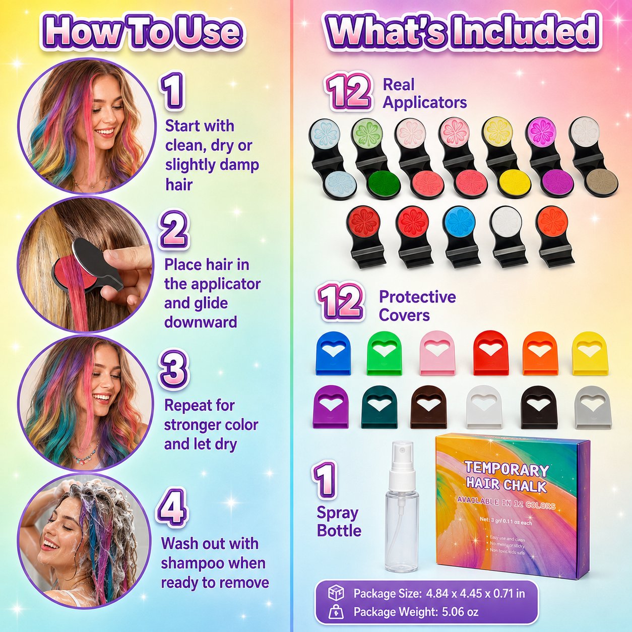🥳2026 HOT SALE🥳💞50K+ SOLD! 🌈🎨 50% OFF! 12-Color Temporary Hair Chalk Applicator Set – Vibrant shades for highlights, streaks & full-color fun. Easy clamp-on application – wash out with shampoo! Perfect for parties, festivals & cosplay! 🎉✨