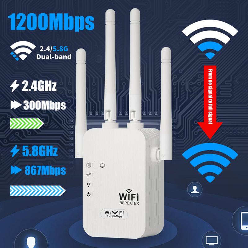 🥳2026 HOT SALE🥳💞50K+ SOLD! 📶🚀 50% OFF! 1200Mbps Dual Band WiFi Extender – 6 antennas, covers 10,000+ sq.ft & 50+ devices. No more dead zones, faster gaming & streaming! 🏡✅