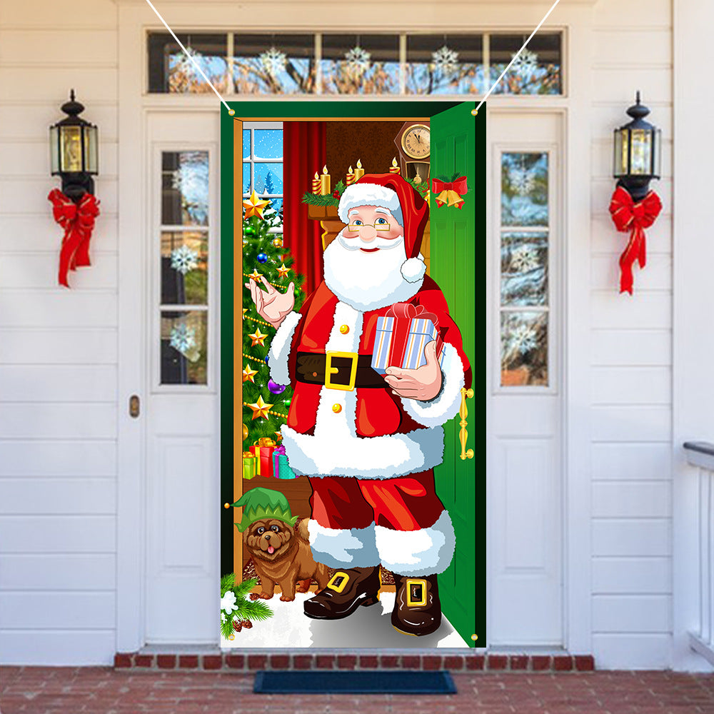 🥳2026 HOT SALE🥳💞50K+ SOLD! 🎄🚪 50% OFF! Christmas Front Door Decoration – 28-second install, washable & reusable fabric cover. Fits 35x79 inch door, indoor/outdoor. Easy holiday cheer! 🎅✨