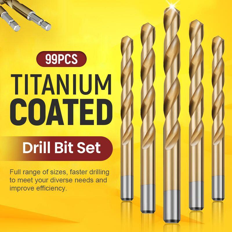 🥳2026 HOT SALE🥳💞50K+ SOLD!🛠️🧰 50% OFF! 99‑Piece Titanium Drill Bit Set – 1.5‑10mm full range, HSS titanium‑coated. Drills wood, plastic, PVC & thin metal. A must‑have for every DIYer! ⚡✨