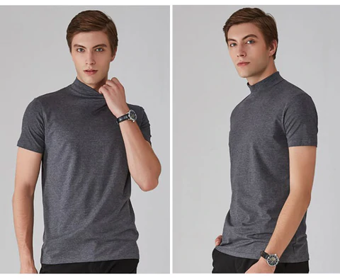 🥳2026 HOT SALE🥳💞50K+ SOLD!🏆🥧 LIMITED TIME £9.99! 🎁 High Neck Slim Fit T-Shirt – Soft cotton blend, gentle on skin! Perfect layering piece for chilly days. Easy-care, no ironing needed. Smart enough for pub, comfy enough for home. 🍻🧥