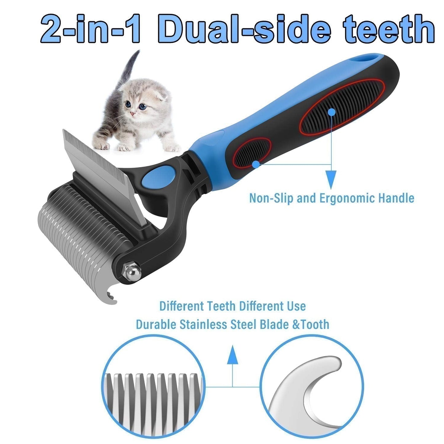 🥳2026 HOT SALE🥳💞50K+ SOLD!🔥💖 50% OFF! Gentle Deshedding Brush for Dogs & Cats – Sharp inner blades cut tangles, rounded tips protect skin. Ergonomic grip, easy to clean. Love the brush, hate the shedding. 🐈🌸