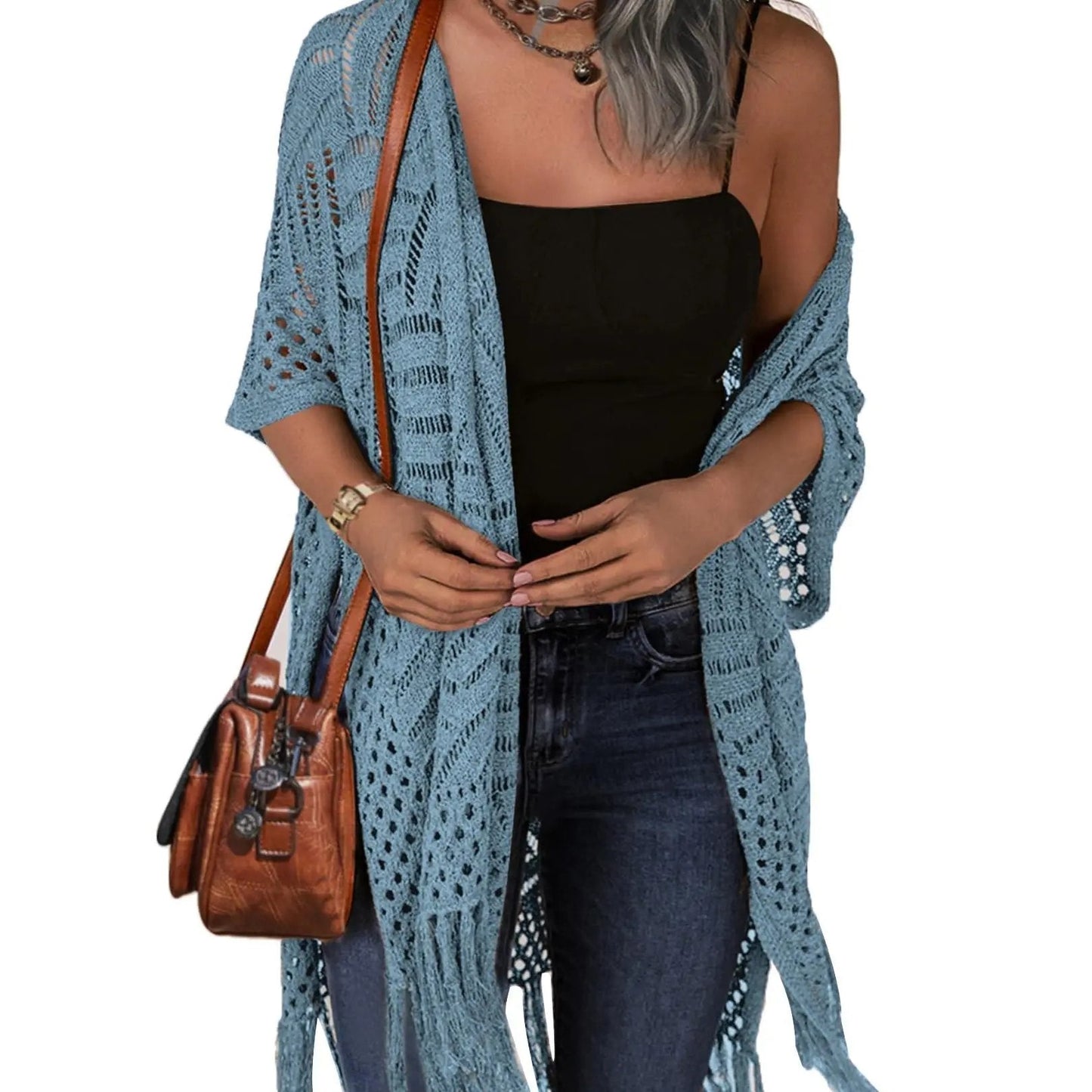 🥳2026 HOT SALE🥳💞50K+ SOLD!🌸☀️ 50% OFF – Just £19.99! Oversized Knit Cardigan – Lightweight crochet tassel kimono for spring & summer. Breathable viscose‑nylon blend – no itch, no cling – layer over anything! 🧶✨