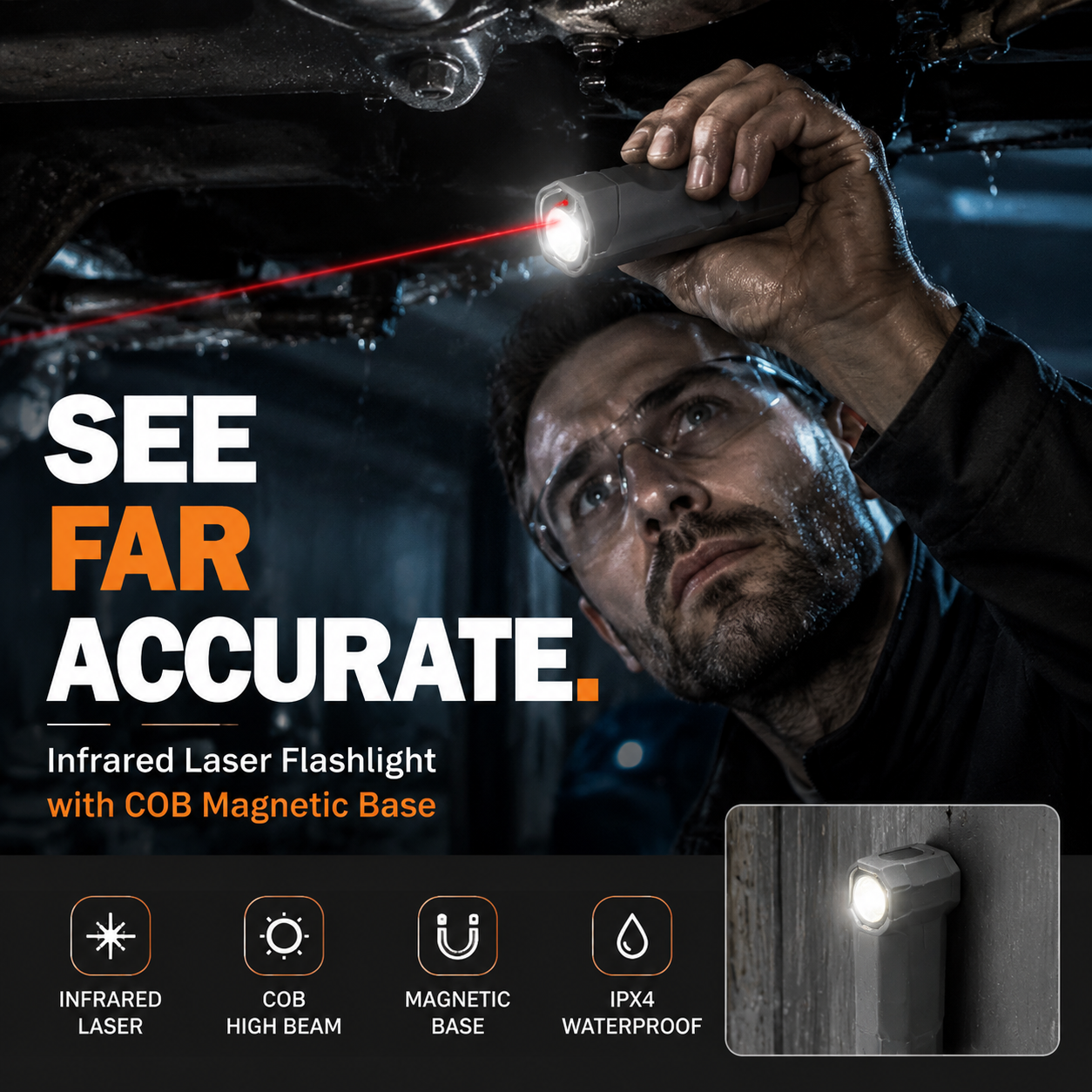 🥳2026 HOT SALE🥳💞50K+ SOLD!🎯⚡ 50% OFF! Infrared Laser Flashlight with COB – Pinpoint laser + wide floodlight, magnetic mount. Compact & powerful. A pocket‑sized utility beast! 💪🌟