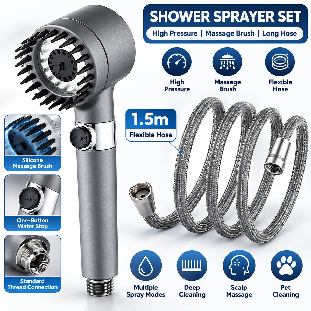🥳2026 HOT SALE🥳💞50K+ SOLD! 🚿✨ 50% OFF! Multi-Function Handheld Shower Head Set – multiple spray patterns, flexible handheld design & easy-rinse nozzle. Simple bathroom upgrade! 🛡️✅
