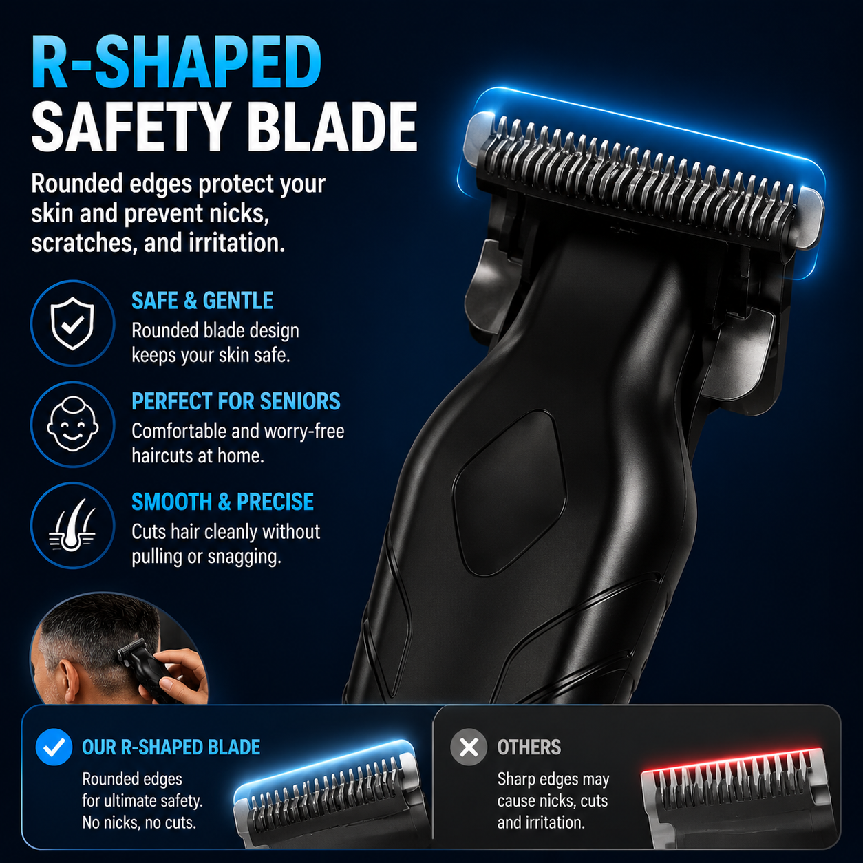 🥳2026 HOT SALE🥳💞50K+ SOLD!✂️🔇 50% OFF! Professional Cordless Hair Clipper – R‑shaped safety blade, no nicks. 90min cordless use, 2‑speed motor. Type‑C charging. Perfect for DIY home cuts. A confident, safe choice for seniors. 🧔✨