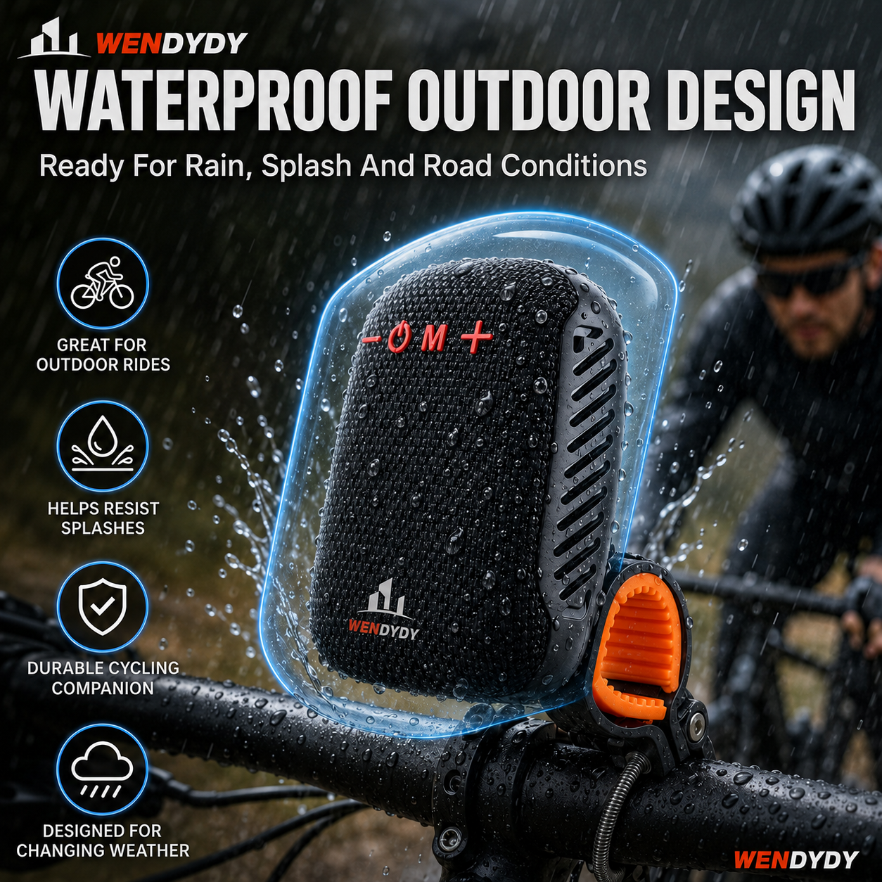🥳2026 HOT SALE🥳💞50K+ SOLD!🚴‍♂️🎵 50% OFF! Waterproof Bike Bluetooth Speaker – IPX5, TWS stereo, hands‑free calls. Secure mount, 70m range. Ride with beats! 🔊✨