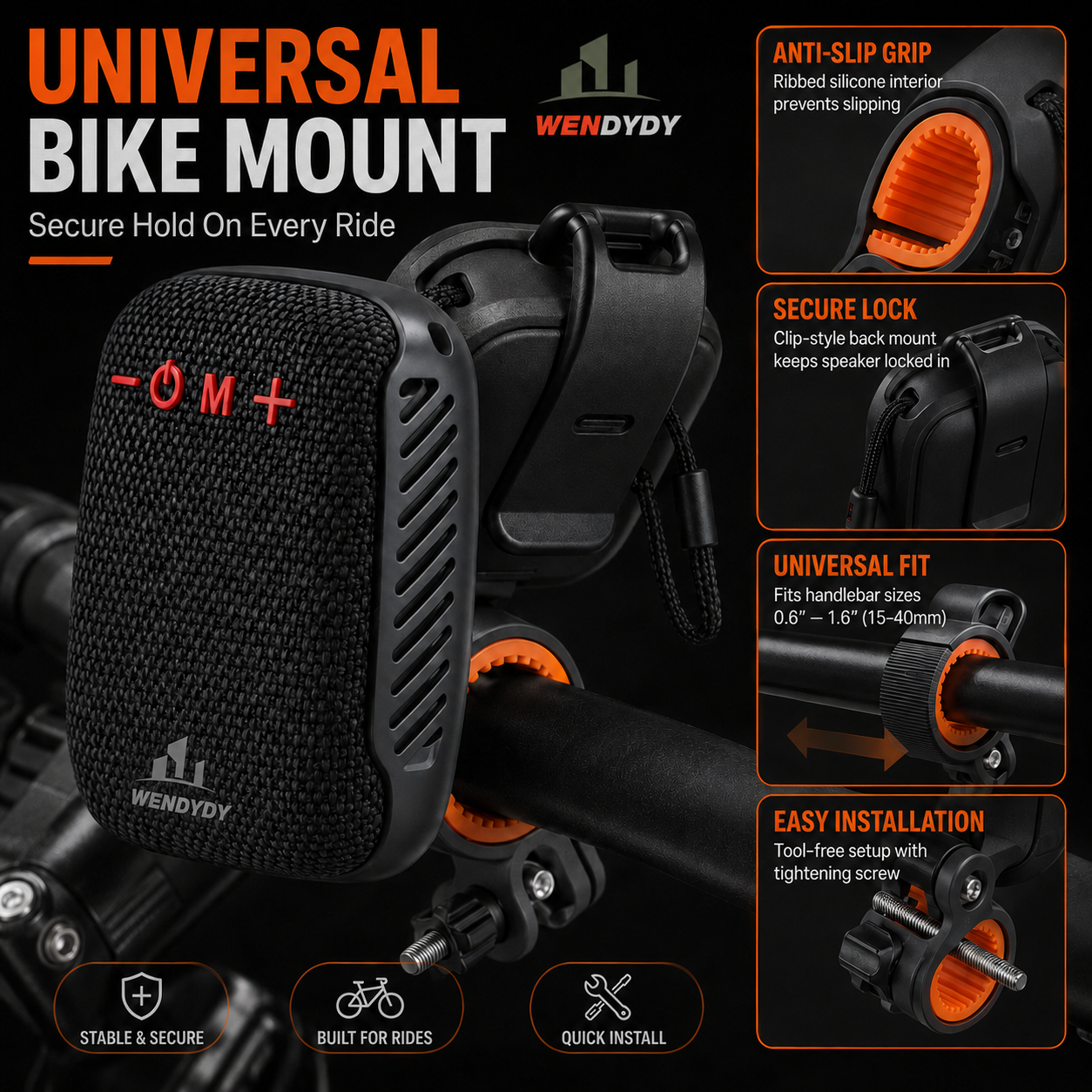 🥳2026 HOT SALE🥳💞50K+ SOLD!🚴‍♂️🎵 50% OFF! Waterproof Bike Bluetooth Speaker – IPX5, TWS stereo, hands‑free calls. Secure mount, 70m range. Ride with beats! 🔊✨