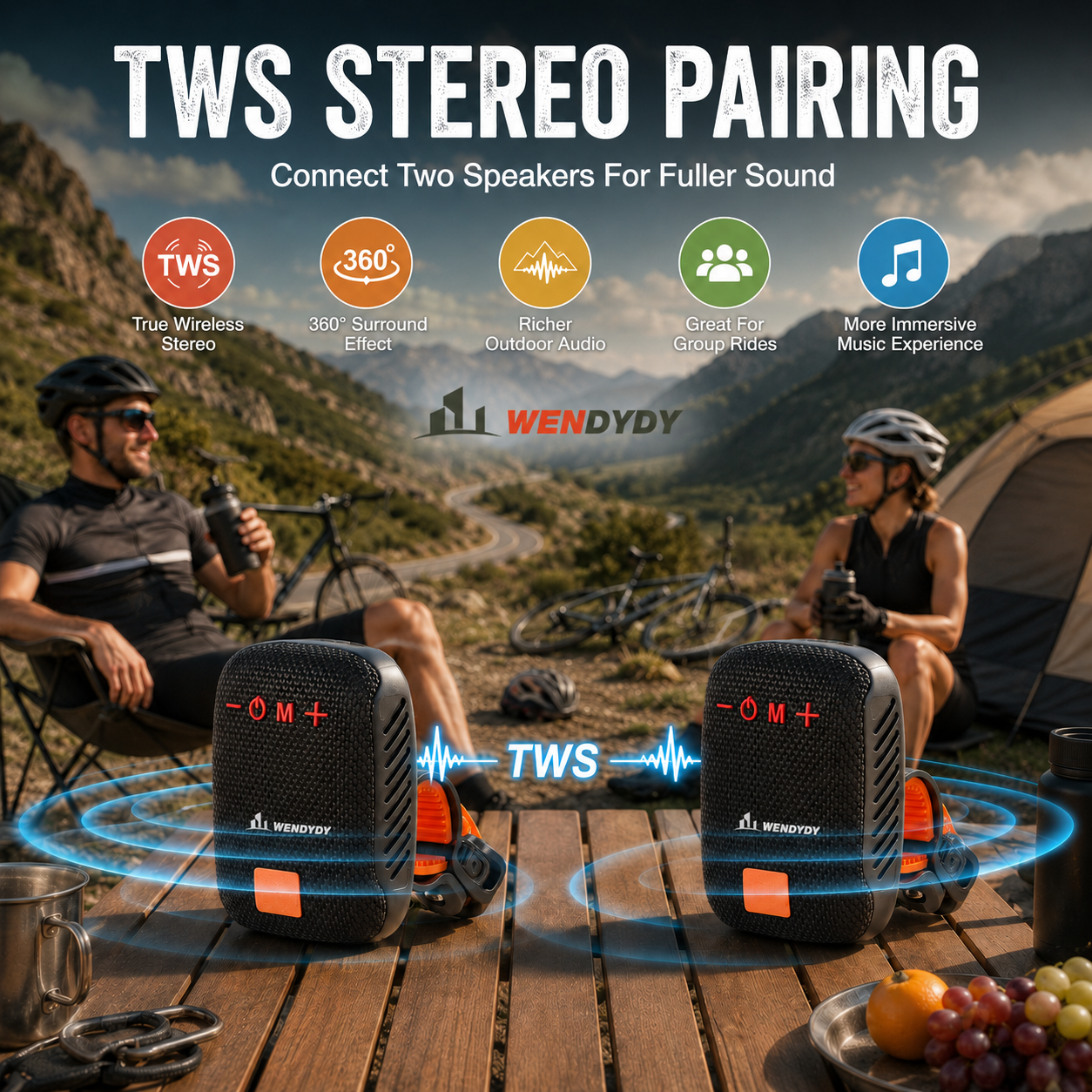 🥳2026 HOT SALE🥳💞50K+ SOLD!🚴‍♂️🎵 50% OFF! Waterproof Bike Bluetooth Speaker – IPX5, TWS stereo, hands‑free calls. Secure mount, 70m range. Ride with beats! 🔊✨