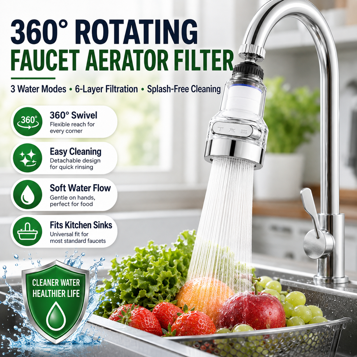 🥳2026 HOT SALE🥳💞50K+ SOLD! 🚰💧 360° Rotating Faucet Filter – splash-proof & multi-layer filtered. Fits kitchen taps, purifies water, stops splashing. Cleaner sink, safer water! ✅✨