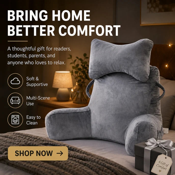 🥳2026 HOT SALE🥳💞50K+ SOLD! 🛋️📖 50% OFF! Multi‑Functional Waist Support Reading Pillow – High‑back support, cushioned headrest & padded side armrests. Velvet‑feel cover, removable washable – perfect for bed, sofa & floor! From £6.99! 🛏️💤