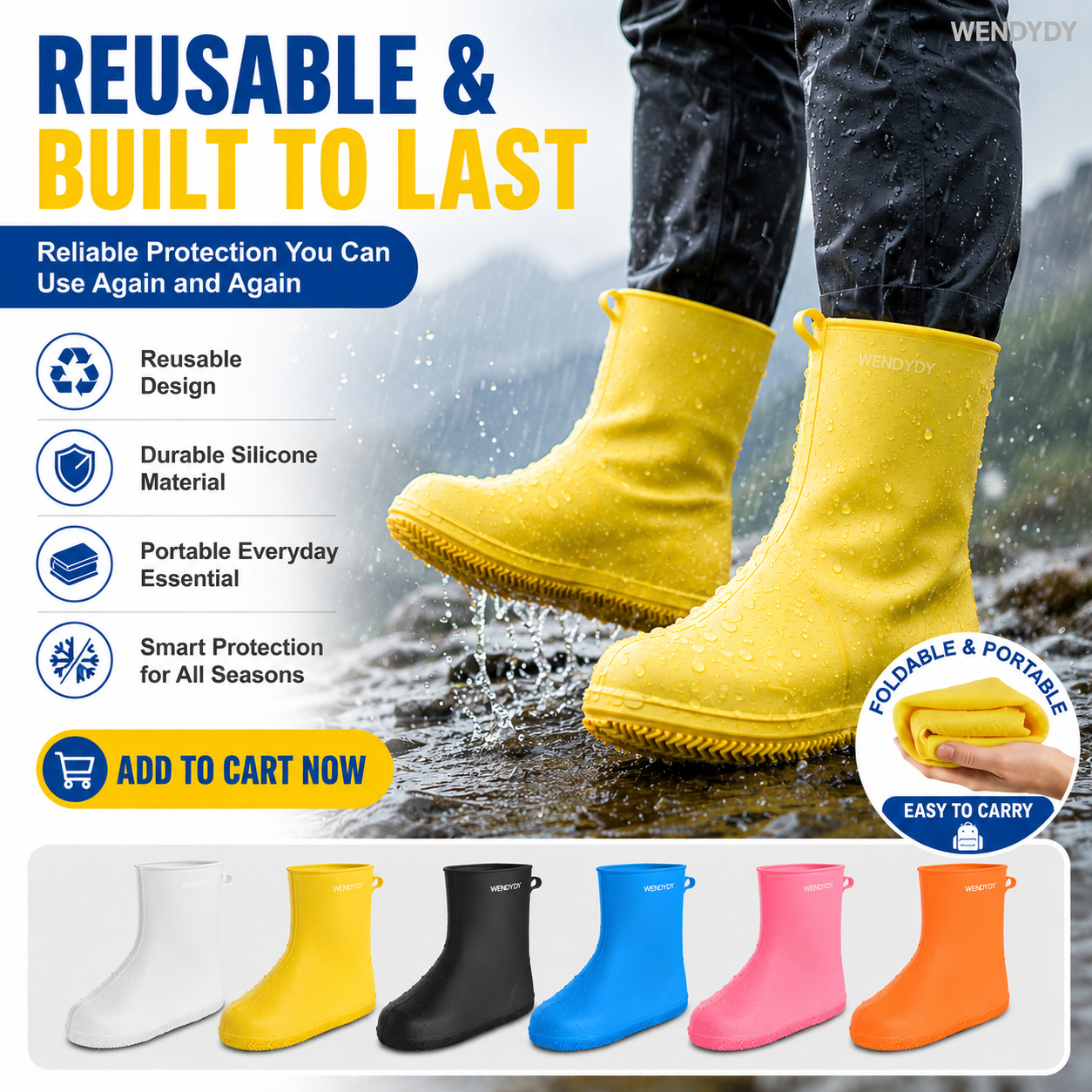 🥳2026 HOT SALE🥳💞50K+ SOLD!☔🛡️ 50% OFF! Waterproof Silicone Shoe Cover – Keeps shoes dry & clean, non‑slip sole. Thick & durable, easy to put on. A rainy day essential! 👟✨