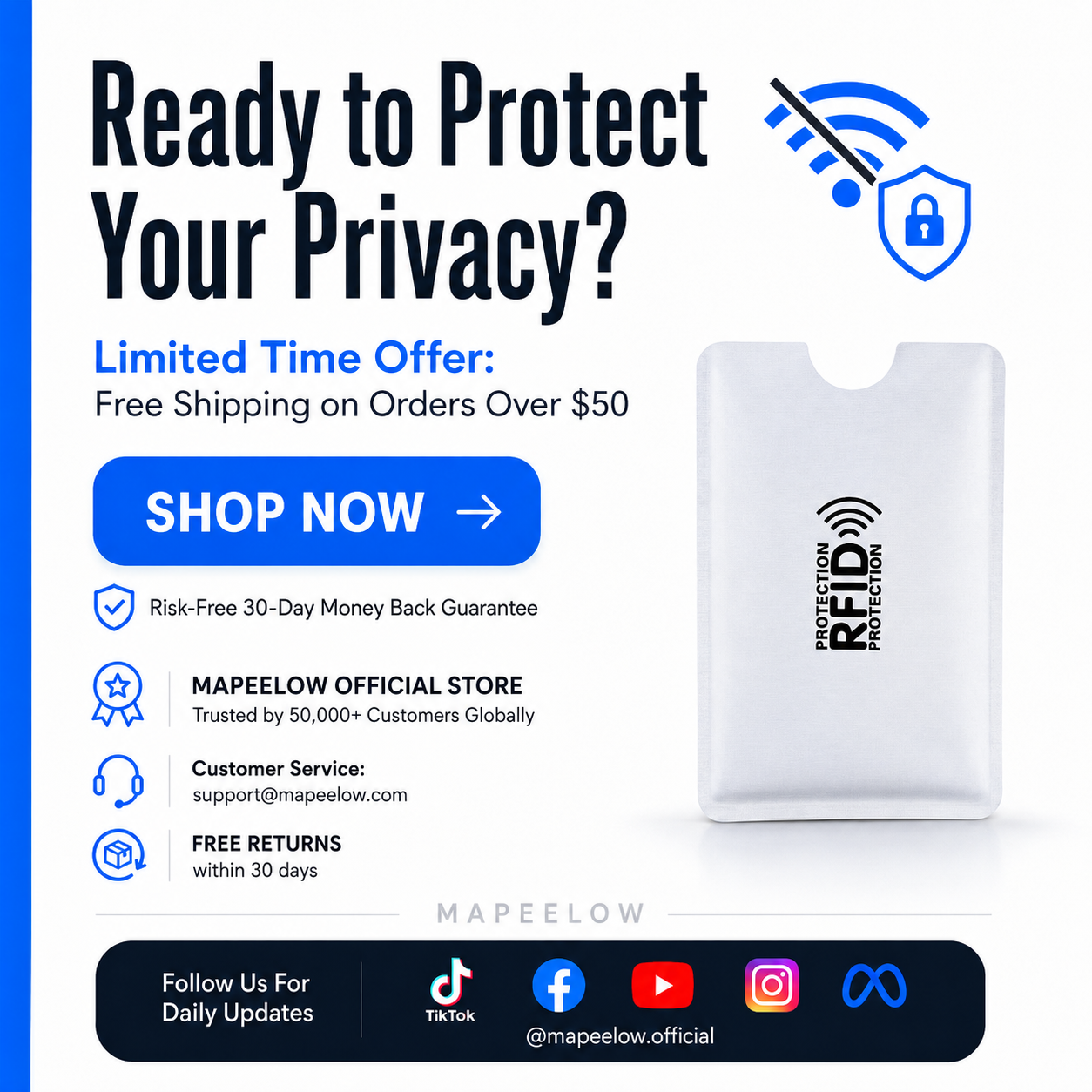 🥳2026 HOT SALE🥳💞50K+ SOLD!🛡️💳 50% OFF! RFID‑Blocking Credit Card Holder – Shields your cards from digital pickpockets. Slim, durable & travel‑friendly – secure your identity! 🔒✨