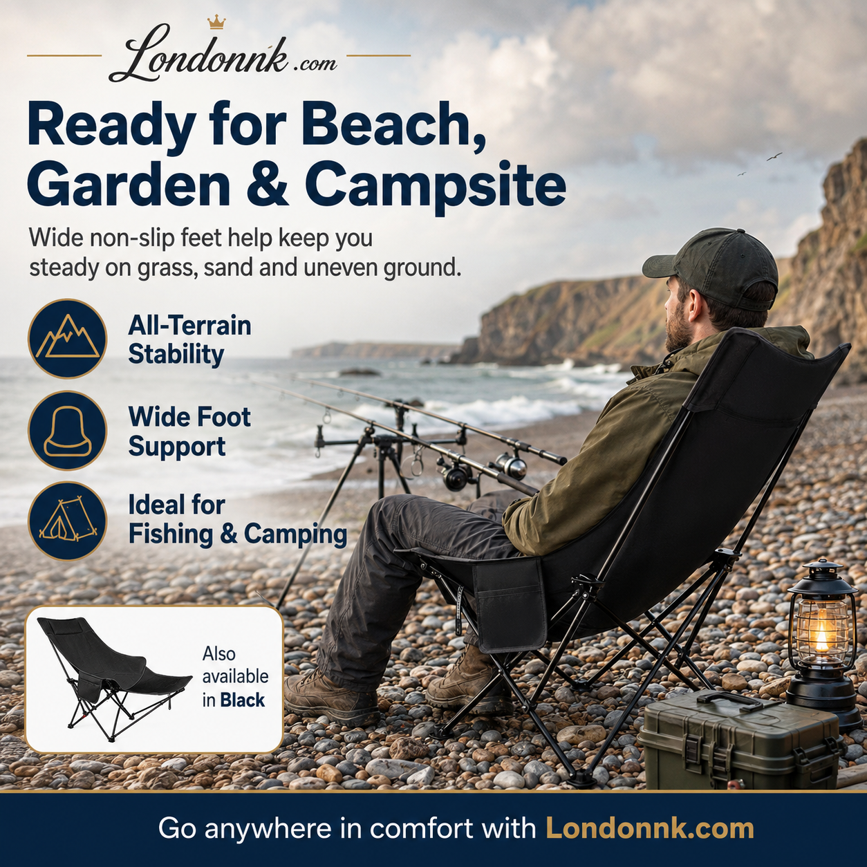 🥳2026 HOT SALE🥳💞50K+ SOLD!🪑🛡️ 50% OFF! Portable Folding Outdoor Chair – 300lb capacity, carbon steel frame, 3‑4 reclining positions. Anti‑sink feet, stable on any terrain! 🏕️✨