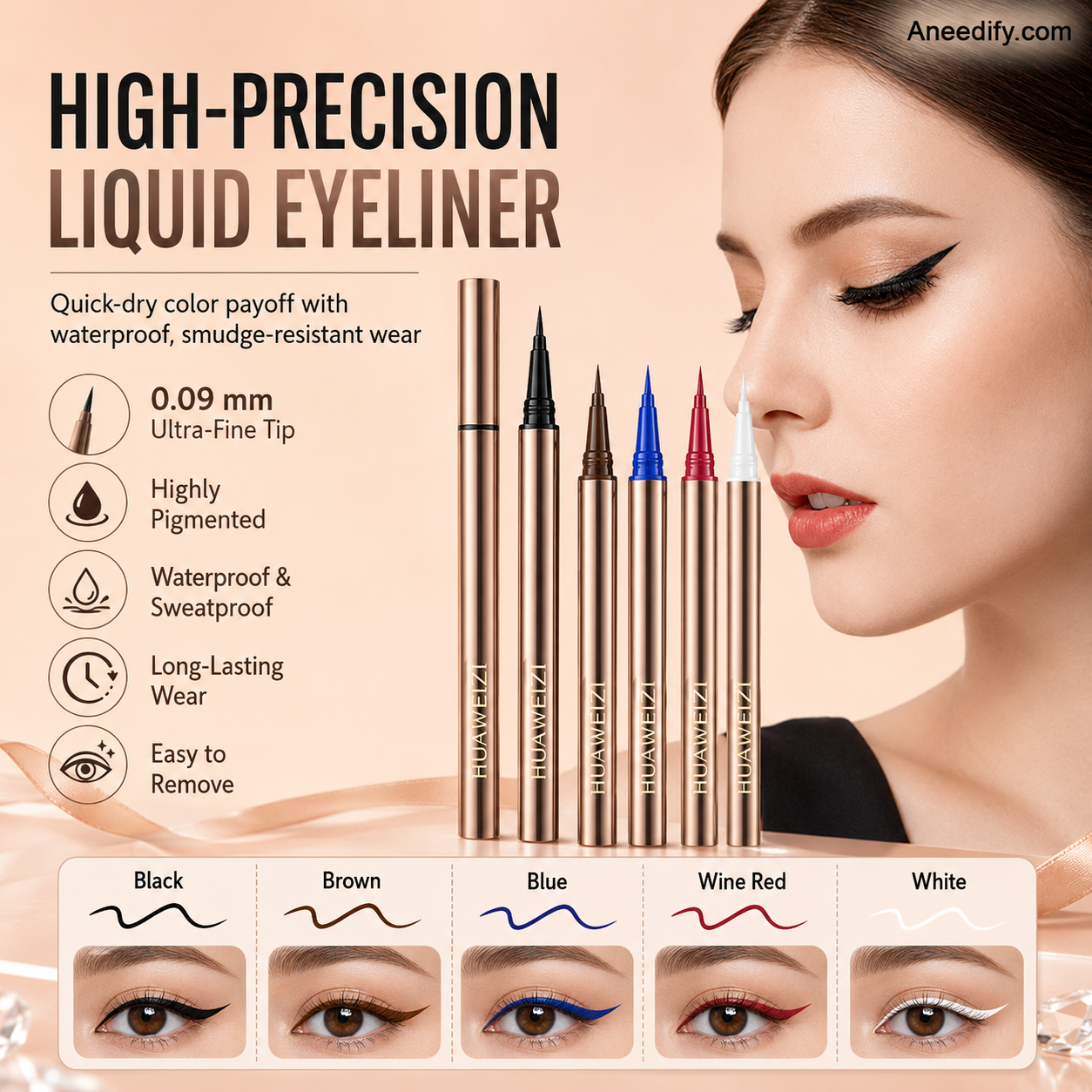 🥳2026 HOT SALE🥳💞50K+ SOLD!👁️✨ 50% OFF! Waterproof Long‑lasting Eyeliner Pencil – 0.09mm fine tip, smooth & precise. Smudge‑proof, sweat‑proof. A red carpet favourite! 💄💋