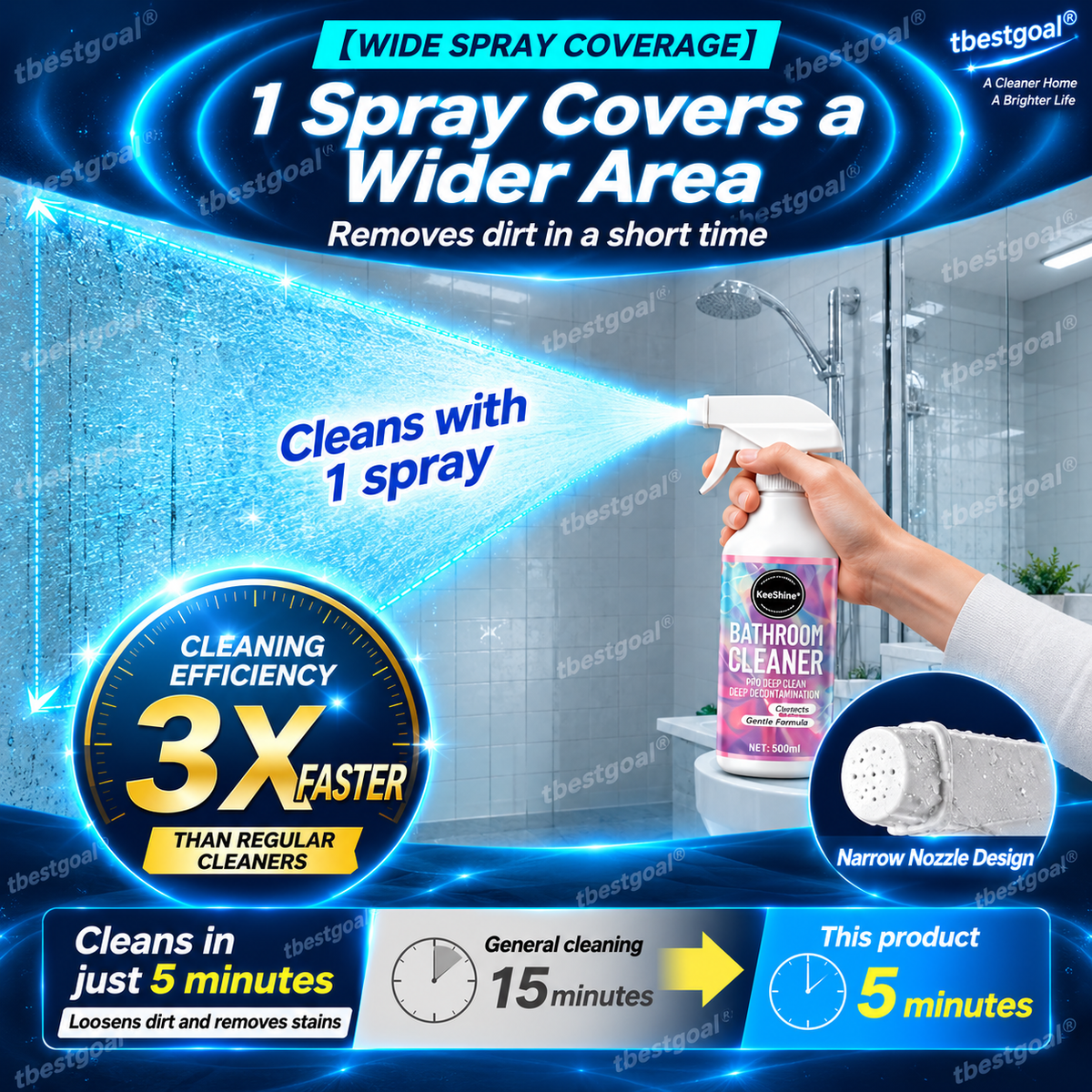 🥳2026 HOT SALE🥳💞50K+ SOLD! 🚿✨ 50% OFF! No-Scrub Bathroom Cleaning Spray – ultra-powerful stain removal in 3 seconds! Multifunctional, effortless clean for tiles, glass & more. 🧼💪