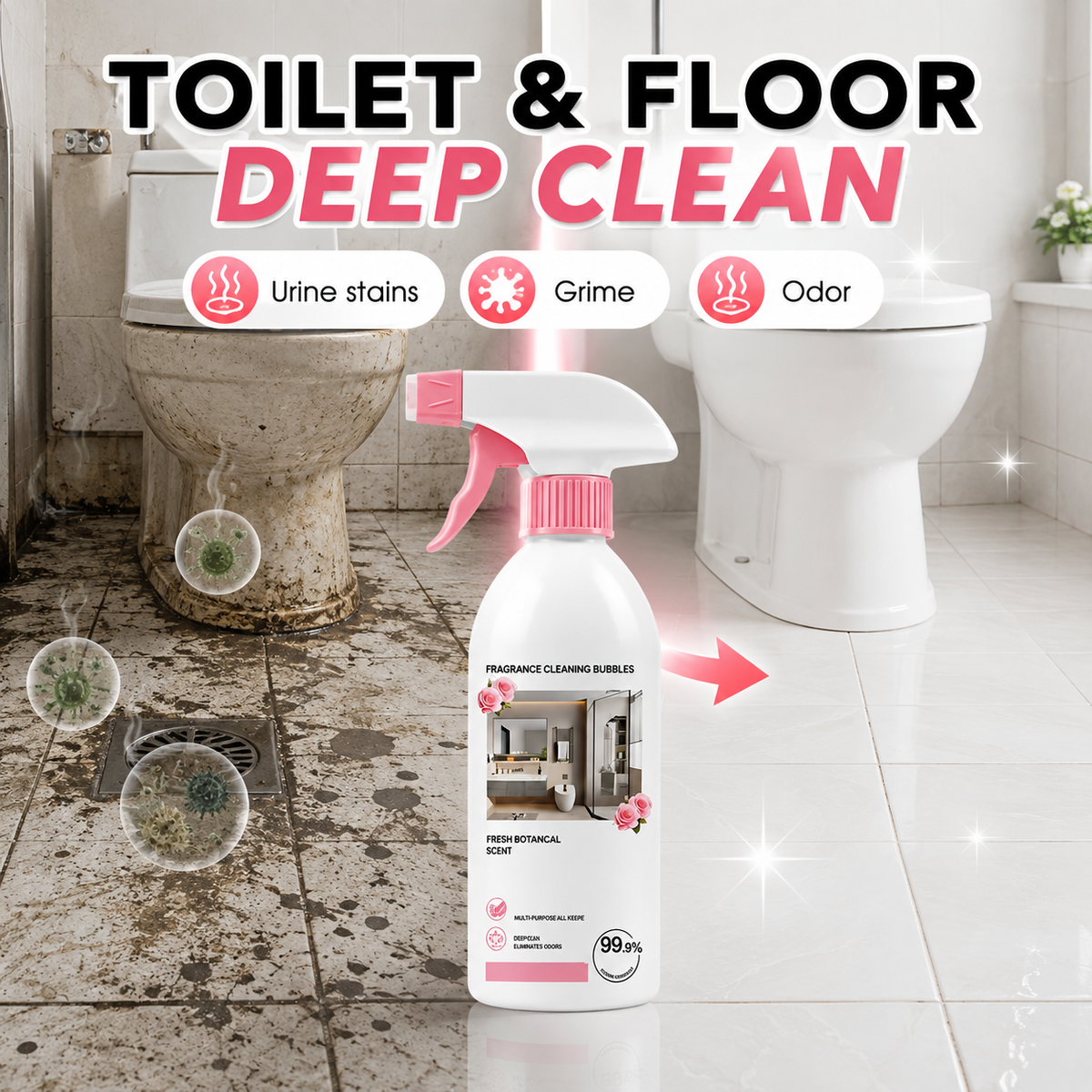 🥳2026 HOT SALE🥳💞50K+ SOLD! 🛁🧹 50% OFF! Bathroom Cleaner Spray – dissolves limescale, soap scum & water stains without scrubbing. Multi-surface for glass, tiles & taps – leaves a fresh botanical scent. Gentle formula, no harsh fumes! ✨💪