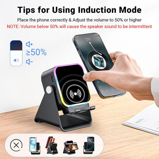 💎 50% OFF 5-IN-1 WIRELESS SPEAKER STAND! 💎 Induction Audio, Phone Holder & Ambient Light