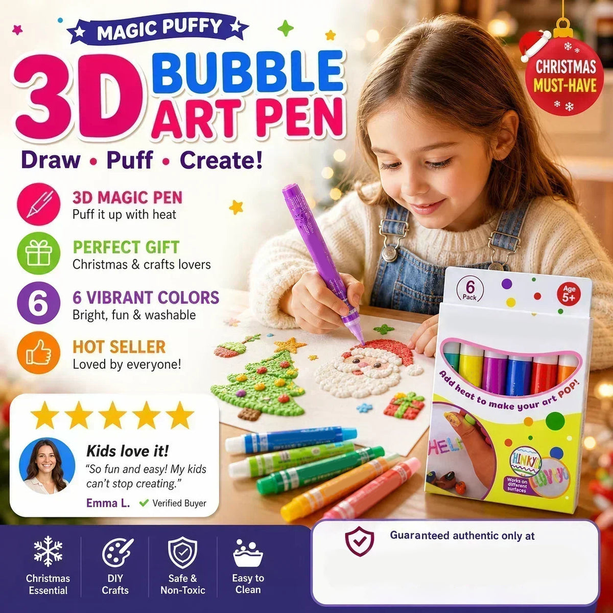 🥳2026 HOT SALE🥳💞50K+ SOLD! 🖍️✨ 50% OFF! Magic Puffy Pens – Draw, heat & watch it puff up! 3D art fun for kids – great for Christmas gifts & DIY projects. A creative surprise! From £6.99 – great value! 🎨🎁