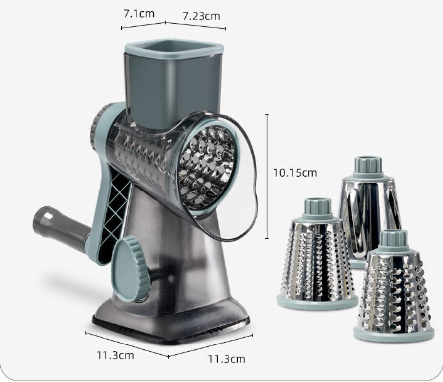 🥳2026 HOT SALE🥳💞50K+ SOLD! 🥕🛡️ BIG DISCOUNT! 3-in-1 Rotary Cheese Grater – safe feeding port prevents cuts, no more bloody fingers! Grates cheese, slices veg & spiralizes in seconds. Perfect for easy, safe home cooking! 🧀✅
