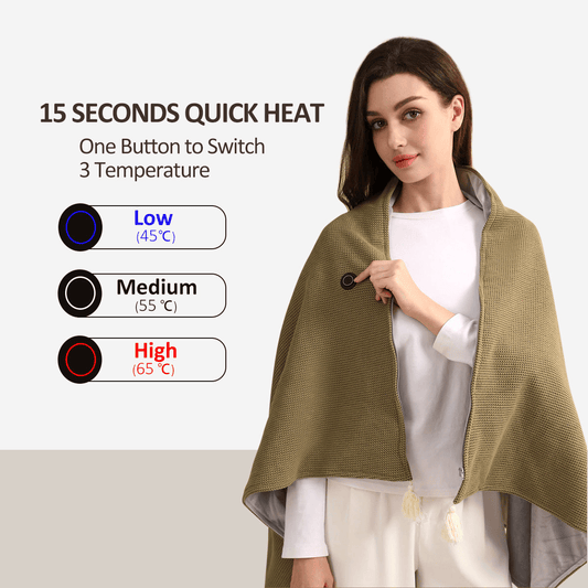 🥳2026 HOT SALE🥳💞50K+ SOLD! 🔥❄️ Christmas Sale 50% OFF! Portable Soft Zipper Electric Heated Blanket Shawl – fast heating, 3 heat levels, USB powered & washable. Stay warm anywhere! ☀️💪