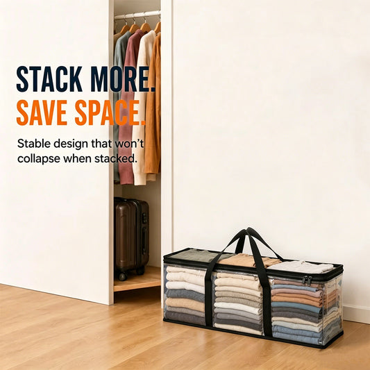 🥳2026 HOT SALE🥳💞50K+ SOLD!📦👕 50% OFF! Heavy‑Duty Clear Storage Bag – Thick PVC, reinforced handles. See inside at a glance. Perfect for clothes & moving. 🧺✨