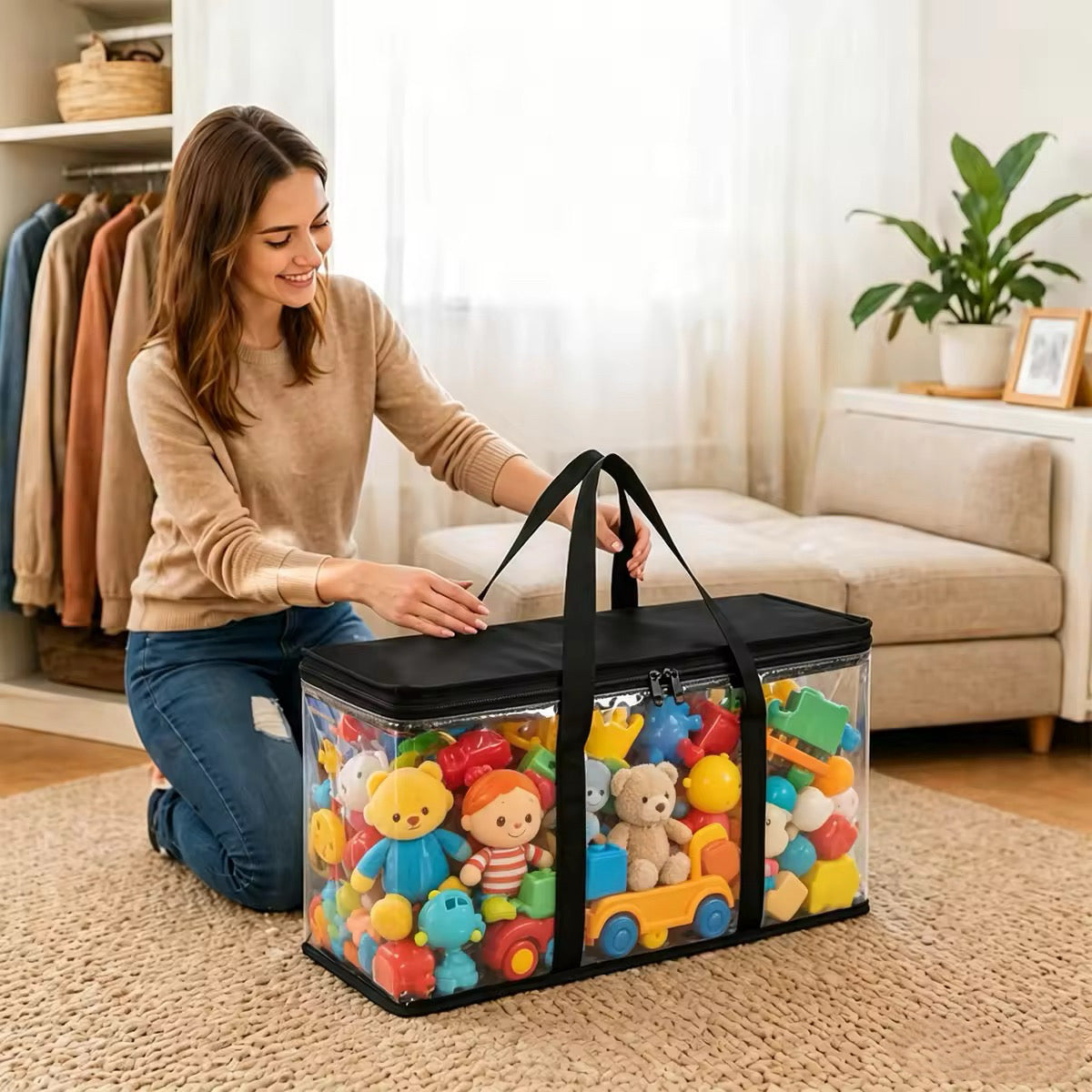 🥳2026 HOT SALE🥳💞50K+ SOLD!📦👕 50% OFF! Heavy‑Duty Clear Storage Bag – Thick PVC, reinforced handles. See inside at a glance. Perfect for clothes & moving. 🧺✨
