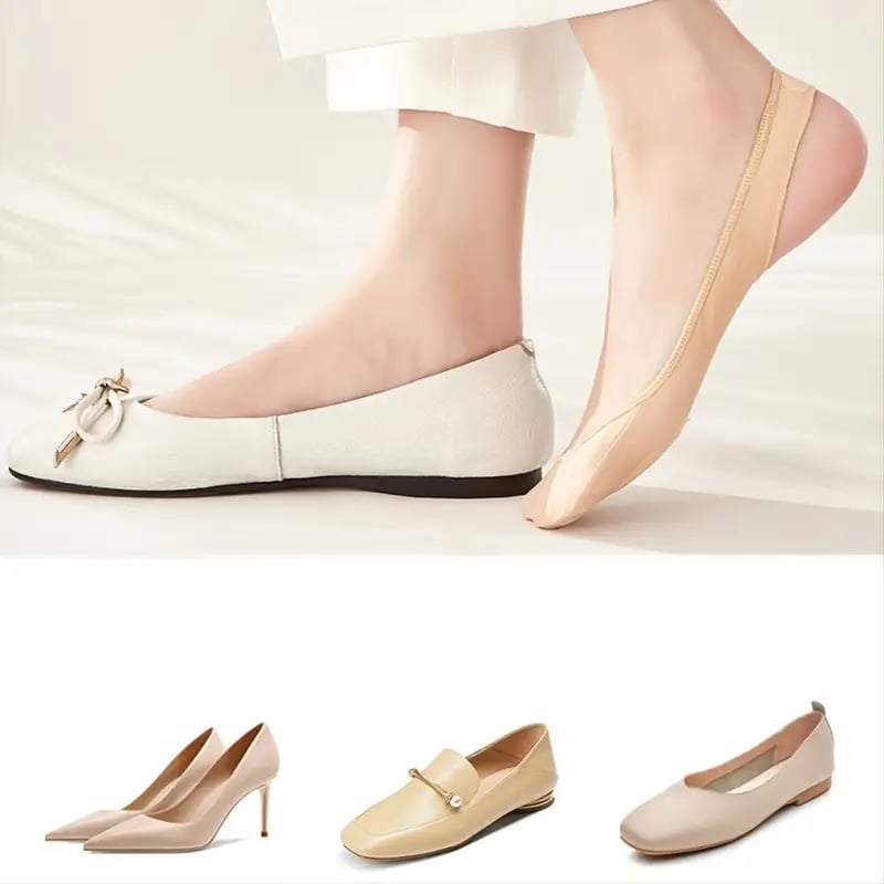 🥳2026 HOT SALE🥳💞50K+ SOLD!💥👠💨 Buy 1 Pair Get 3 Pairs FREE! Silicone Anti-Slip Invisible Socks – Cushioned sole, ice silk cooling. Stays in place, reduces foot pain. Perfect for flats or heels. 🦶✨