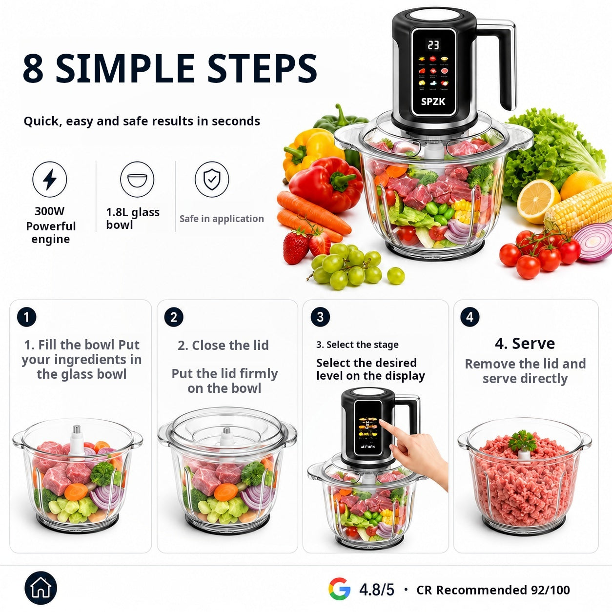 🥳2026 HOT SALE🥳💞50K+ SOLD!🥩⚡ 50% OFF! USB Cordless Kitchen Mincer – Meat, garlic & sauces in seconds. One‑button, easy‑clean & portable. No more hand chopping! 🧄✨