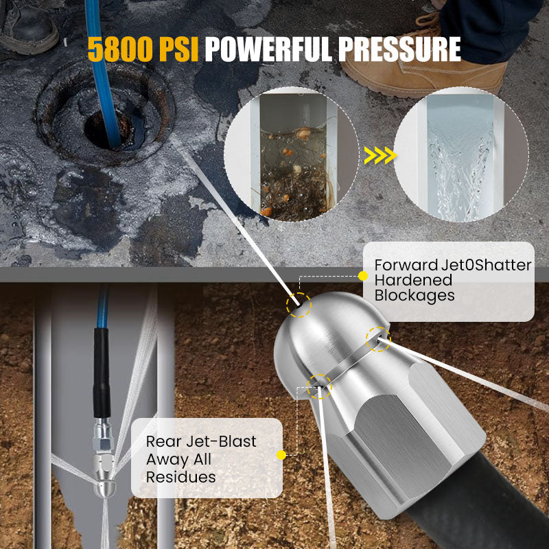 🥳2026 HOT SALE🥳💞50K+ SOLD!💥🛡️🌊 50% OFF! Sewer Cleaning Kit – 5800 PSI, reinforced hose resists kinks. Rotating nozzle blasts debris. Built to last. DIY drain care made easy. ✅🚿