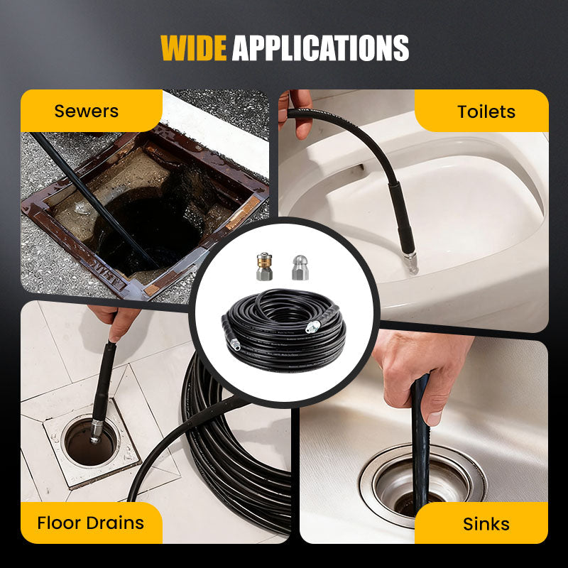 🥳2026 HOT SALE🥳💞50K+ SOLD!🚿⚡ 50% OFF! 5800 PSI Sewer Cleaning Kit – Rotating nozzle, reinforced hose & quick‑connect. Blast away clogs yourself – save £££ on plumber bills! 🛠️✨