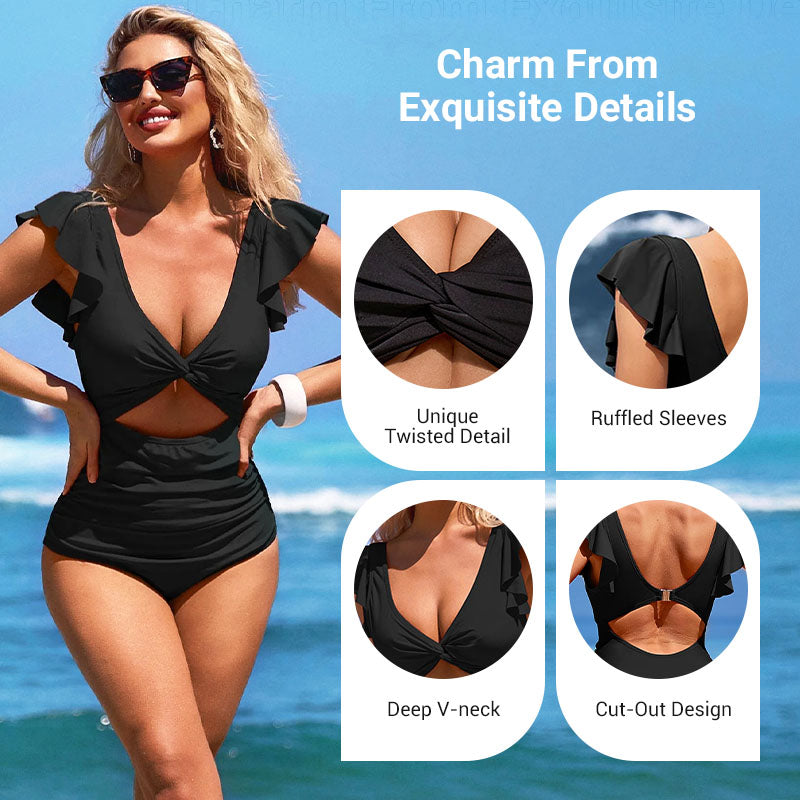 🥳2026 HOT SALE🥳💞50K+ SOLD!💥👗🌸 50% OFF! Ruffled One-Piece Swimsuit – Feel confident & beautiful at the beach! Gentle ruffles soften & flatter. Supportive fit, easy to move in. Your new holiday favourite. 🌊🌸