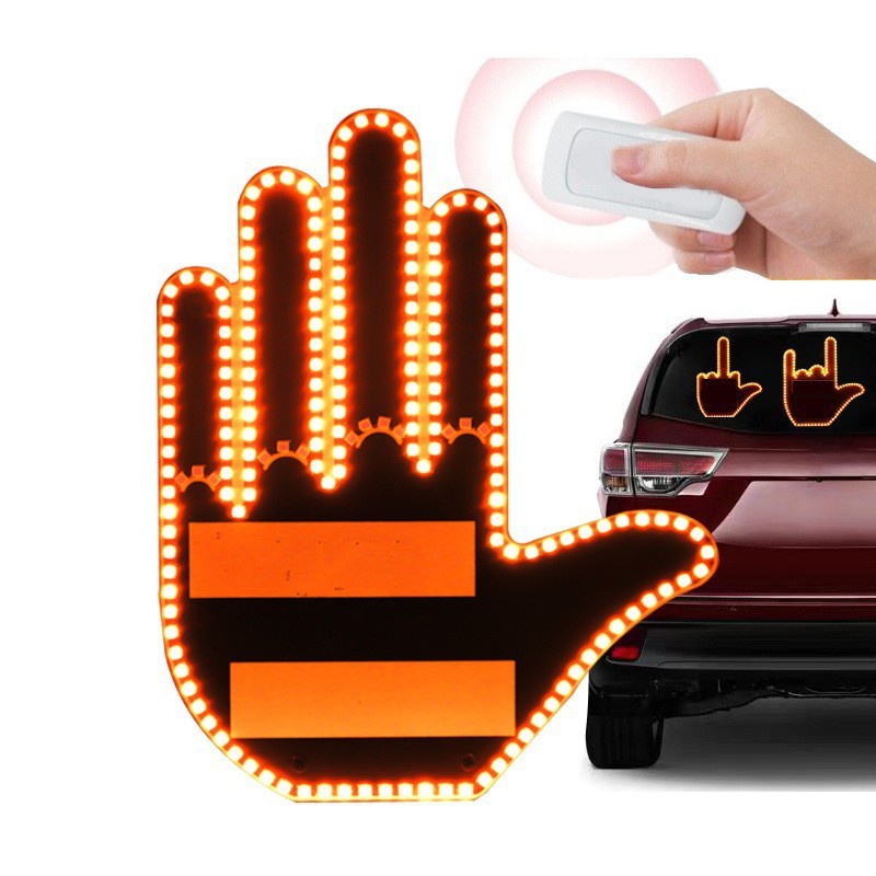 🥳2026 HOT SALE🥳💞50K+ SOLD! 🚗💡 50% OFF! Middle Finger Gesture Light with Remote – 176 LEDs, 3 gesture modes, bright day & night. Easy 3M install. Show thanks or frustration safely! 🛡️😎